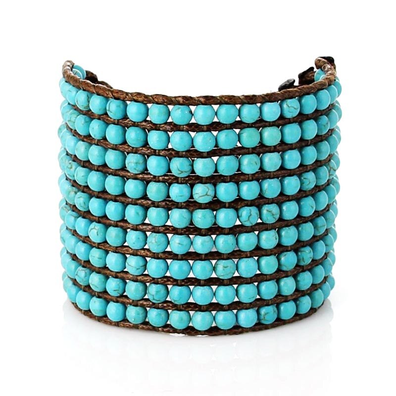 Bracelet Bohémien en Turquoise bleue "Sérénité & Bien être"