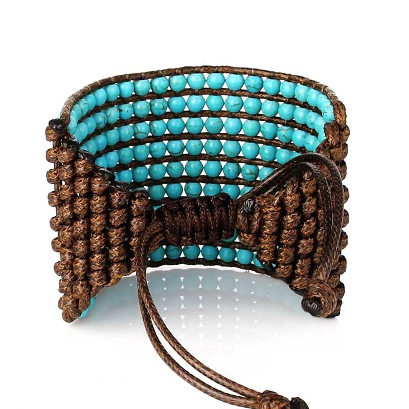 Bracelet Bohémien en Turquoise bleue "Sérénité & Bien être"