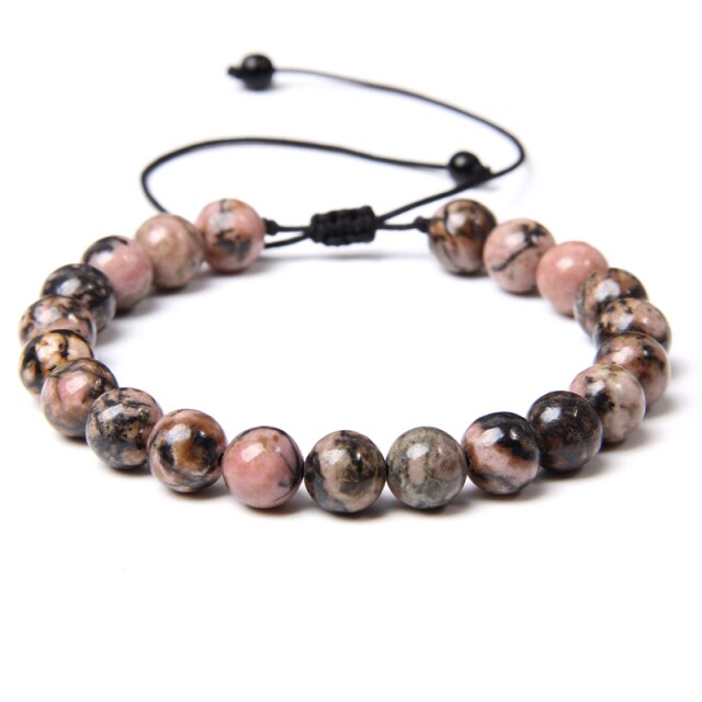 Bracelet en Rhodonite "Amour & Bienveillance" - Ajustable