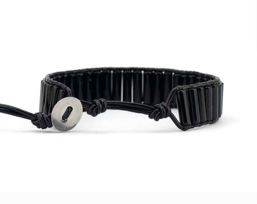 Bracelet Bohémien en Onyx "Stabilité & Maîtrise de soi"