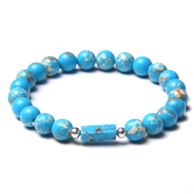 Bracelet Tibétain en Turquoise bleue "Sérénité & Bien être"