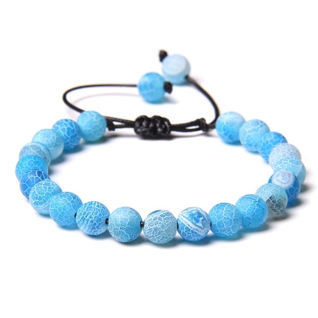 Bracelet Guérison en Agate bleue "Harmonie & Apaisement" - Ajustable