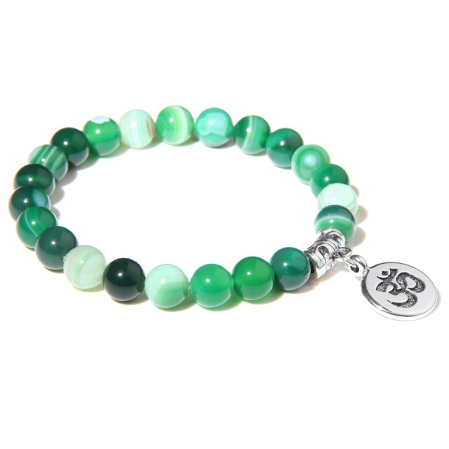 Bracelet en Agate verte "Équilibre & Fertilité" - Om