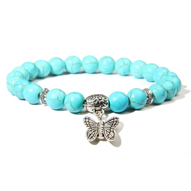 Bracelet en Turquoise bleue "Sérénité & Bien être" - Papillon