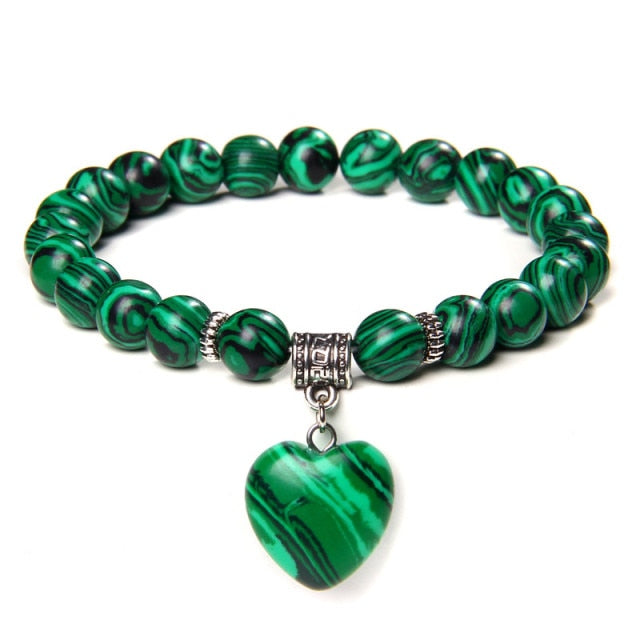 Bracelet Yoga en Malachite "Protection & Clairvoyance" - Coeur