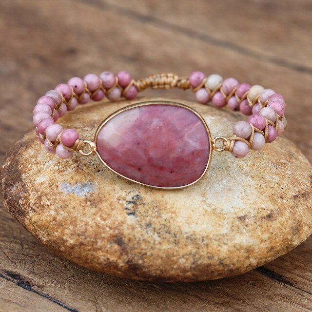 Bracelet Yoga en Rhodonite "Amour & Bienveillance" - Cabochon