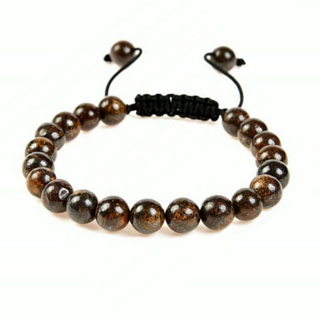 Bracelet Yoga en Bronzite "Protection & Paix" - Ajustable