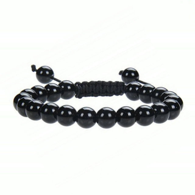 Bracelet Yoga en Onyx "Stabilité & Maîtrise de soi" - Ajustable