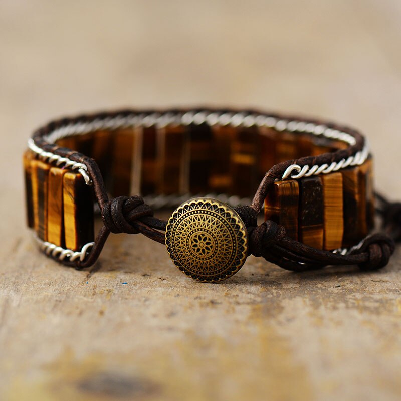 Bracelet Bohémien en Oeil de tigre "Courage & Audace"