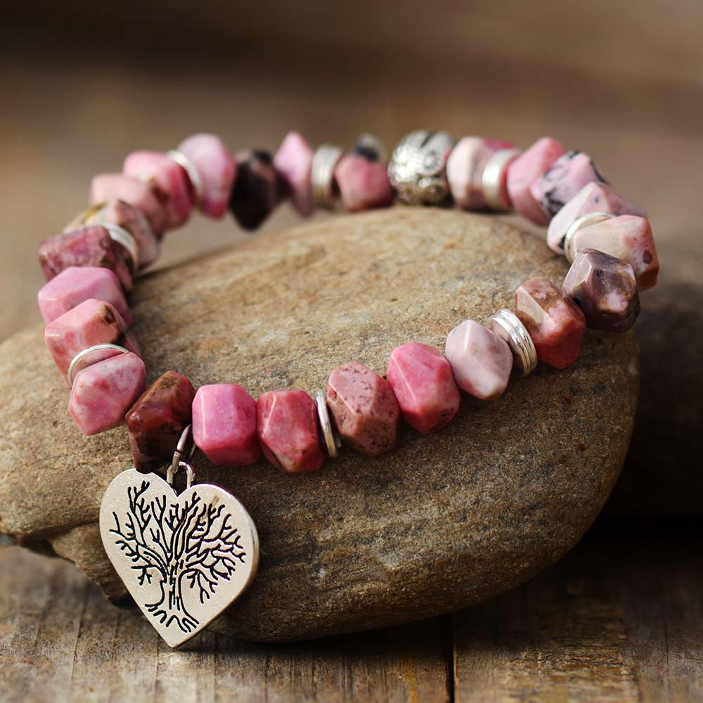 Bracelet en Rhodonite "Amour & Bienveillance" - Coeur