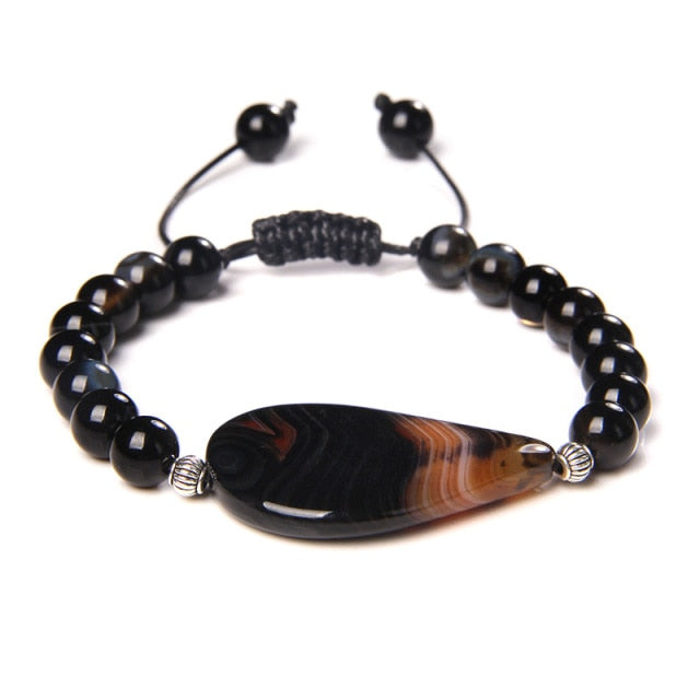 Bracelet en Agate noire "Persévérance & Protection"