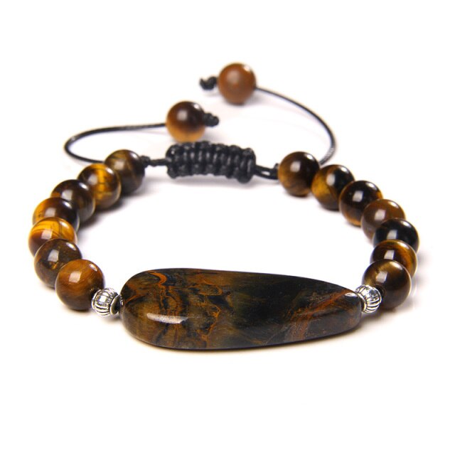 Bracelet en Oeil de tigre "Courage & Audace" - Ajustable