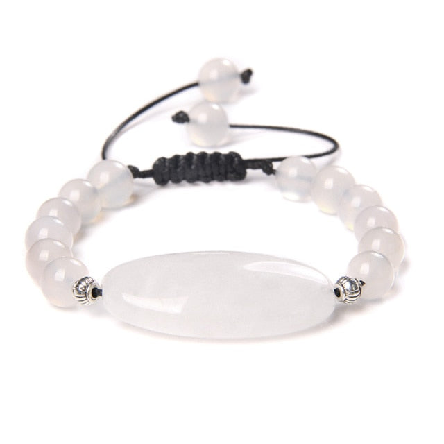 Bracelet en Agate blanche "Acceptation & Confiance" - Ajustable