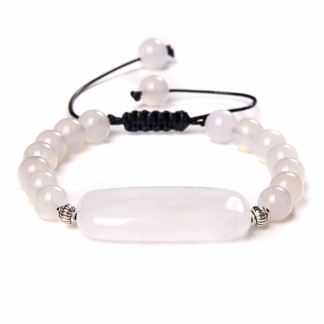 Bracelet en Agate blanche "Acceptation & Confiance" - Ajustable