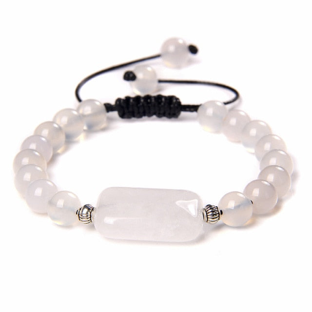 Bracelet en Agate blanche "Acceptation & Confiance" - Ajustable