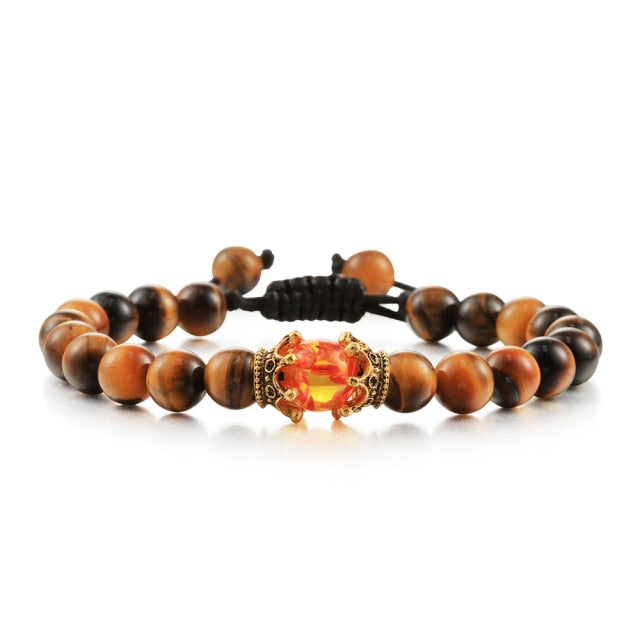 Bracelet en Oeil de tigre "Courage & Audace" - Ajustable