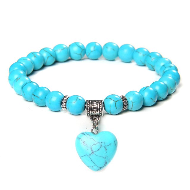 Bracelet en Turquoise bleue "Sérénité & Bien être" - Coeur