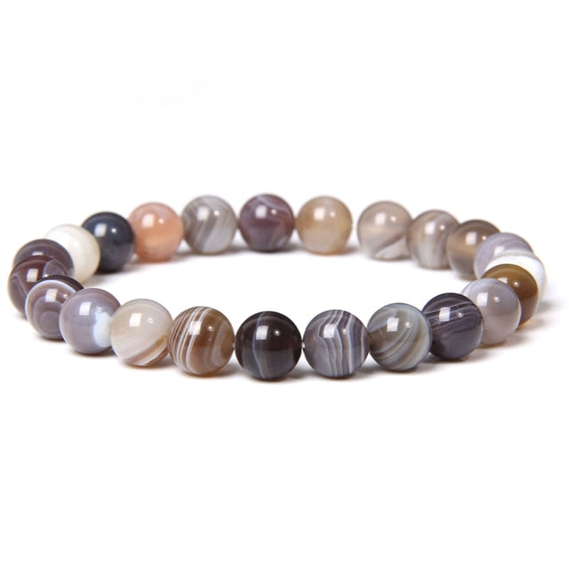 Bracelet Méditation en Agate du Botswana "Prospérité & Joie de vivre"