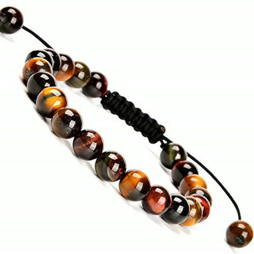 Bracelet Yoga en Oeil de tigre "Courage & Audace" - Ajustable