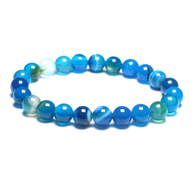 Bracelet Guérison en Agate bleue "Harmonie & Apaisement"