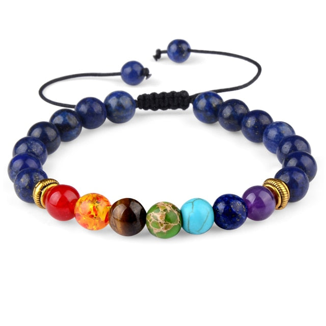 Bracelet Sept Chakras en Lapis Lazuli "Santé & Harmonie" - Ajustable