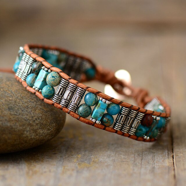 Bracelet Bohémien en Turquoise "Stabilité & Empathie"