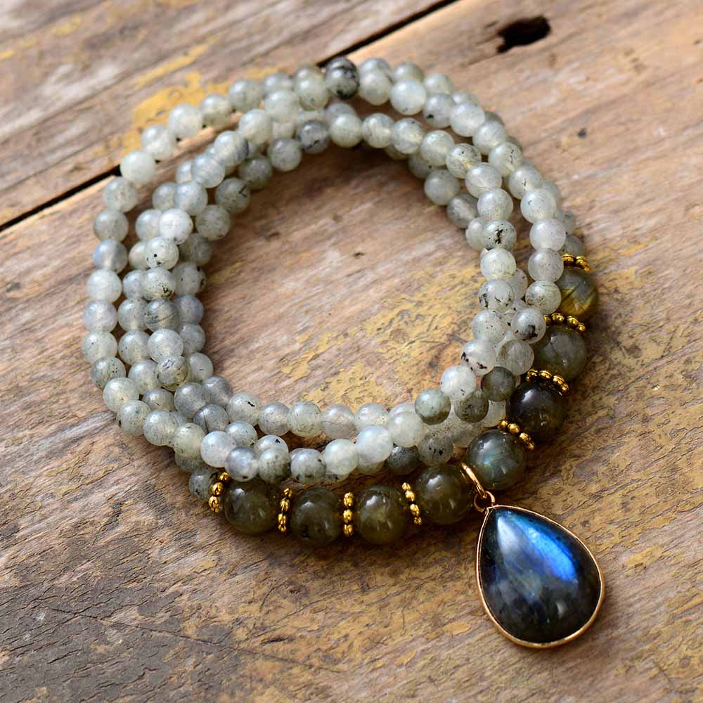 Bracelet Mala Yoga en Labradorite - Le Protecteur