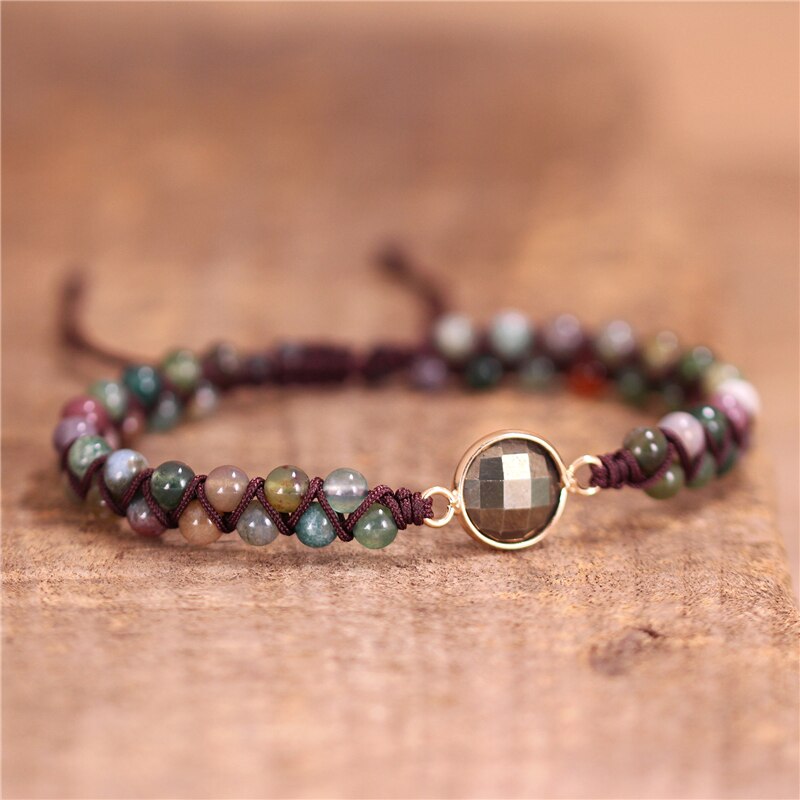 Bracelet Indien en Pyrite et Agate indienne "Rigueur & Concentration"