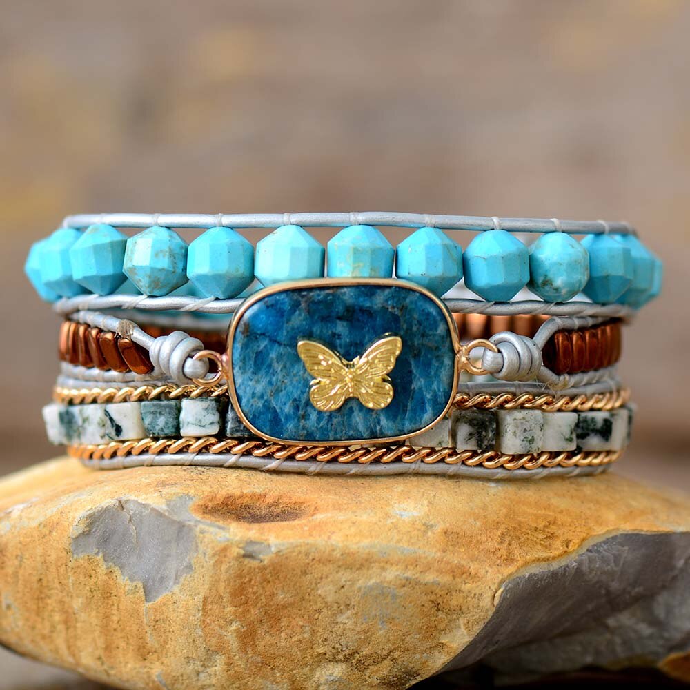 Bracelet Bohémien en Turquoise "Stabilité & Empathie"