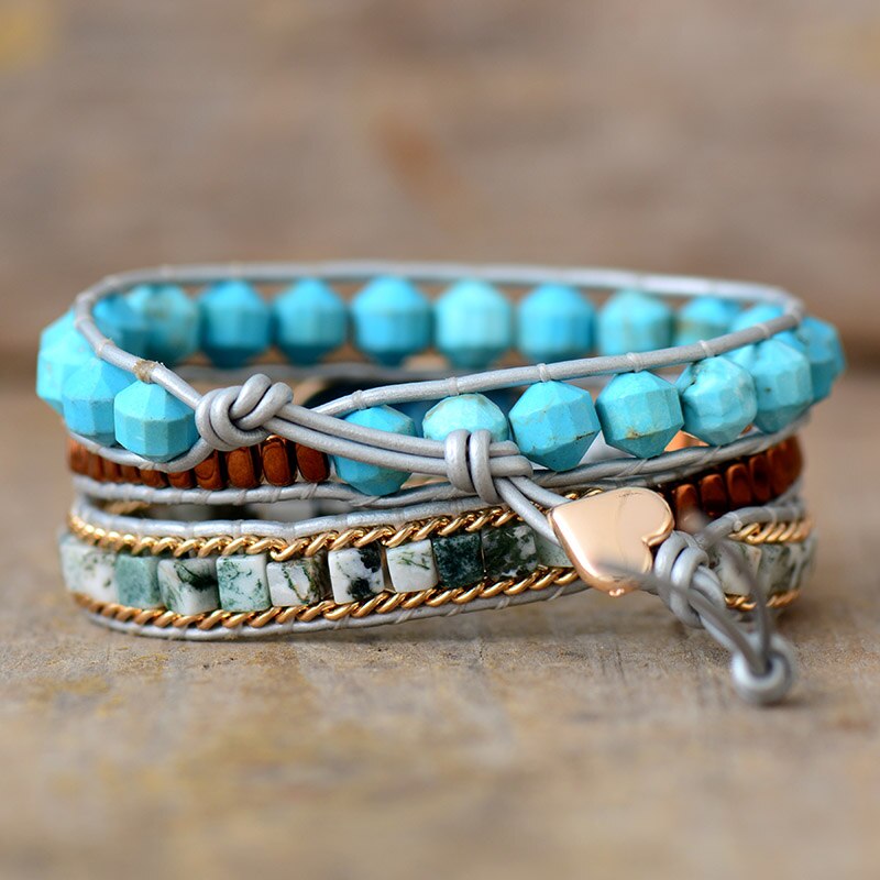 Bracelet Bohémien en Turquoise "Stabilité & Empathie"