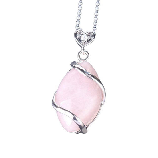 Chaîne et son Pendentif Guérison en Quartz rose "Amour & Confiance en soi"