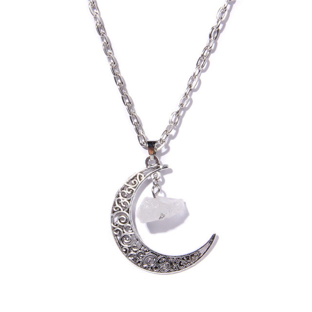 Chaîne et son Pendentif Guérison en Quartz "Clairvoyance & Sagesse" - Lune