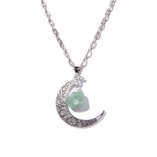 Chaîne et son Pendentif Guérison en Aventurine "Chance & Fortune" - Lune