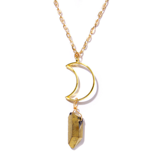 Chaîne et son Pendentif en Quartz "Clairvoyance & Sagesse" - Lune