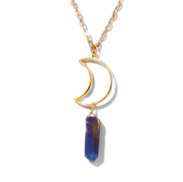 Chaîne et son Pendentif en Quartz bleu - Lune