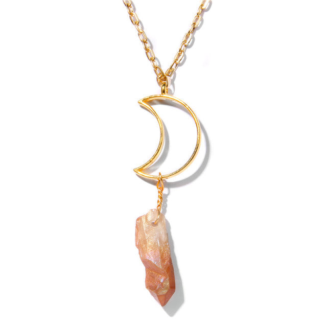 Chaîne et son Pendentif en Quartz "Clairvoyance & Sagesse" - Lune