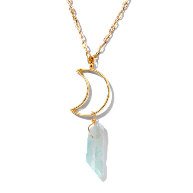 Chaîne et son Pendentif en Quartz bleu - Lune