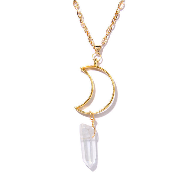 Chaîne et son Pendentif en Quartz "Clairvoyance & Sagesse" - Lune