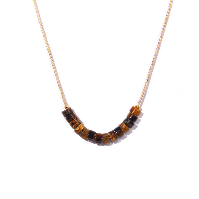 Collier Yoga en Oeil de tigre "Courage & Audace"