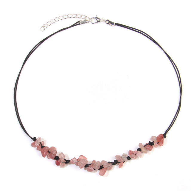 Collier en Quartz fraise "Légèreté & Amour"