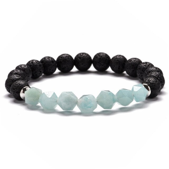 Bracelet en Amazonite et Pierre de lave "Paix & Courage"